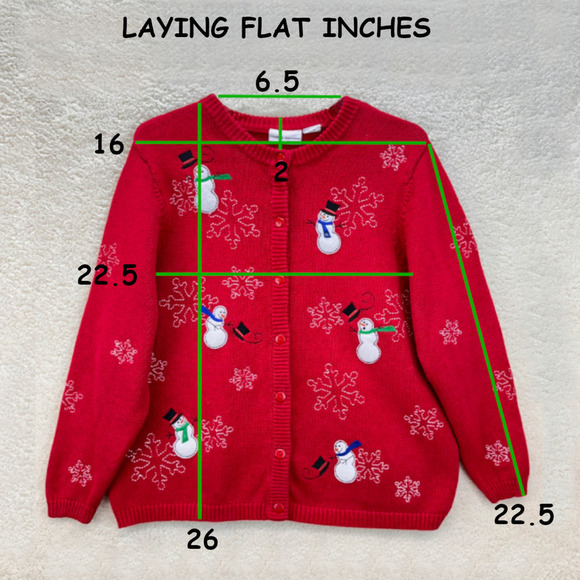 Croft & Barrow Ugly Christmas Cardigan Sweater Womens Red Snowman Button Up 90 - Picture 4 of 7